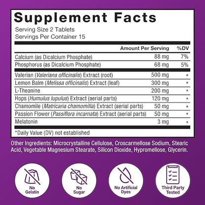 Force Factor Somnapure Drug-Free Sleep Aid for Adults with Melatonin, Valerian Root, and Lemon Balm, Non-Habit-Forming Sleeping Pills, Fall Asleep Calm at Night, Wake Up Refreshed, 30 Tablets