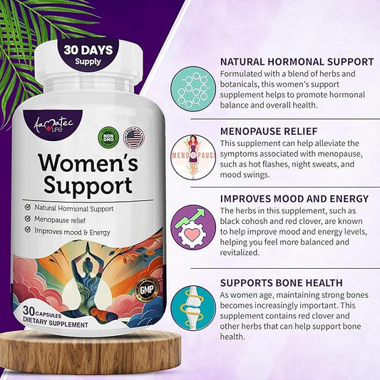 Women’s Support Supplement- Natural Hormone Regulation- Menopause Support Supplement- Estrogen Rich Supplement- Active Ingredients Pills to Help Balance Hormones Non-GMO