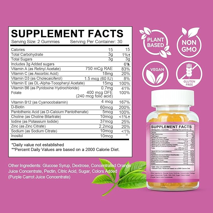Laicuherb Fibroid Gummies for Fibroid Shrink & Ovarian Cysts, 60 Count Get Pregnant Fast Fibroids Shrinking Gummies, Natural Ovarian Support Gummy for Women Ovary and Uterus Cleanse