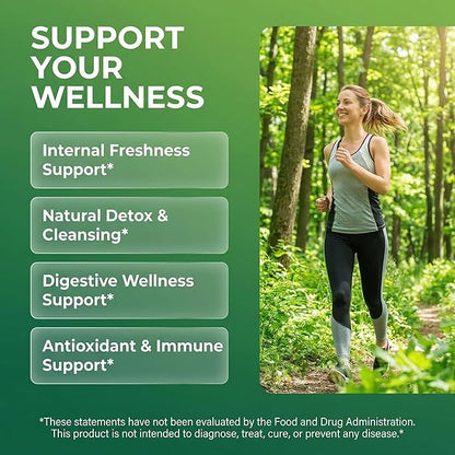 Clean Nutra Chlorophyll Capsules Supplement Internal Deodorant Peppermint, Sea Moss, Parsley, Chlorella, Spirulina, Slippery Elm, Ashwagandha, PhytoFresh Greens Detox Pills