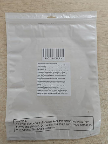 Timgle 200 Pcs Denture Cleaning Wipes Refreshes Mouth Deep Cleaning Wipes for Remove Denture Adhesive, Food Debris, Stains and Odor (Classic)