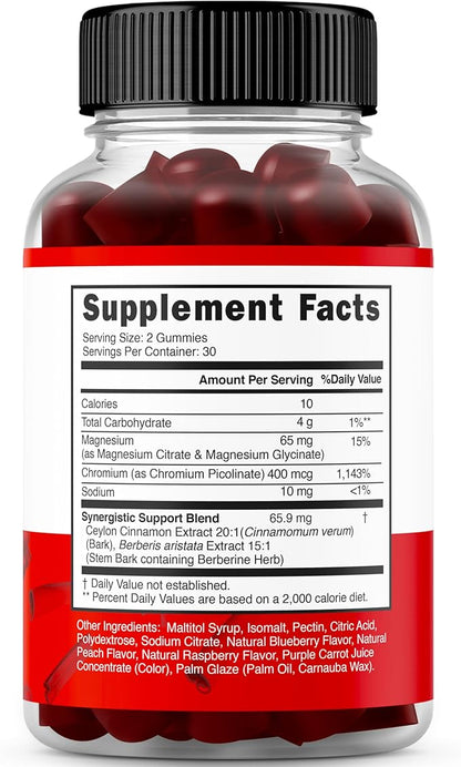 GLP-1 Gummies (GLP1 Supplement with Berberine & Ceylon Cinnanom) GLP Gummies for Support Gut Health - Delicious Peach & Raspberry Flavor - Third Party Tested, Vegan & USA Made - 60 Count