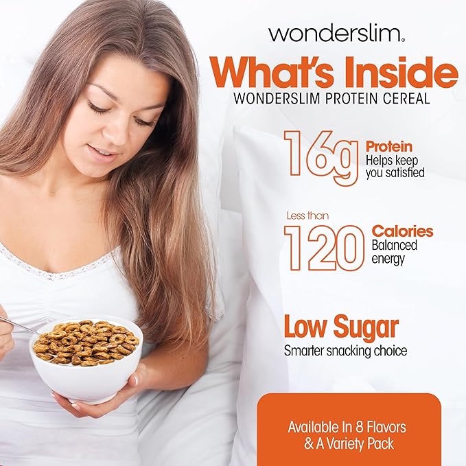 WonderSlim Protein Cereal, Chocolate Peanut Butter, Low Sugar, Gluten Free, Keto Friendly & Low Carb (7ct)