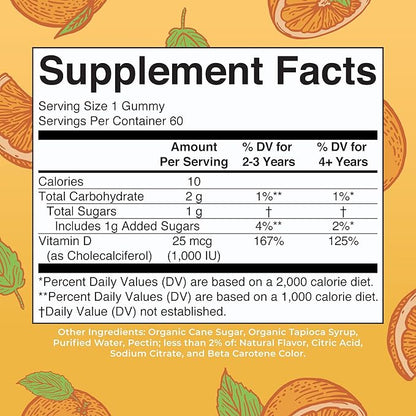 MARYRUTH'S Vitamin D3 Gummies | 2 Month Supply | Adults & Kids Vitamin D Gummy | Immune Support Supplement | VIT D3 1000IU for Bone Health&Muscle Function | Vegan | Non-GMO | Gluten Free | 60