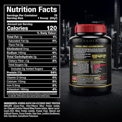 ALLMAX ISOFLEX Pure Whey Isolate Protein Powder - Gluten Free, Low Lactose, Sugar-Free - High-Protein, Clean, Keto-Friendly, Pre Post Workout Supplement, Women and Men | Chocolate Peanut Butter, 5lb