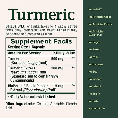 Nature's Bounty Turmeric with Black Pepper Extract, Supports Antioxidant Health, 1000mg, 60 Capsules