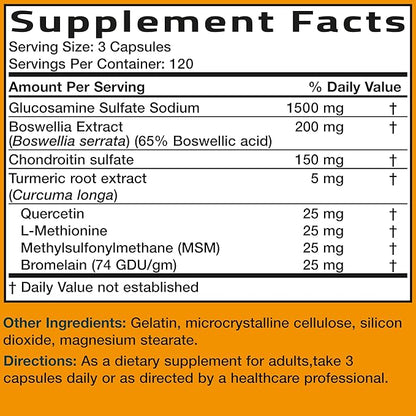 Bronson Glucosamine Chondroitin Turmeric & MSM Advanced Joint & Cartilage Formula, Supports Healthy Joints, Mobility & Cartilage - Non-GMO, 360 Capsules
