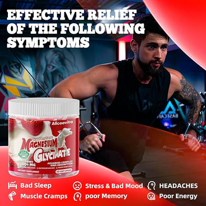 Magnesium Glycinate Soft Chews, Strawberry Flavor.Chewable Sugar Free Potassium Magnesium Chews with Magnesium Glycinate, Vitamin D, B6, and CoQ10 for Calm Support & Sleep for Adults, 60 Days Supply