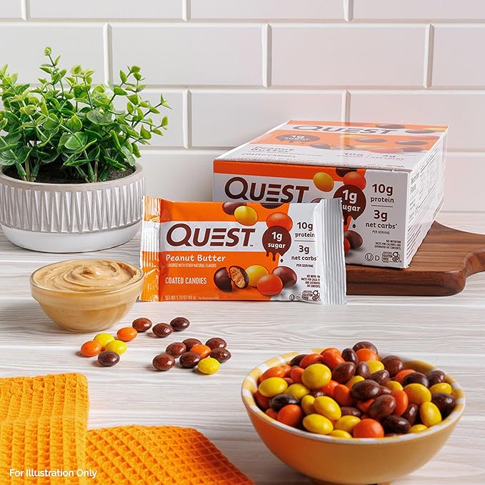 Quest Nutrition Coated Candies, Peanut Butter, Candy, 1g Sugar, 10g Protein, 4g Net Carbs, Gluten Free, Keto Friendly, (Pack of 24)