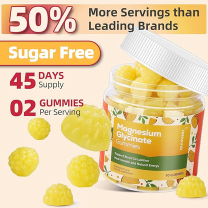 90 Count Magnesium Glycinate Gummies 400mg w/Ashwagandha Supplement - Sugar Free Zinc Magnesium Glycinate Supplement Ashwagandha Gummies for Adults Pineapple Flavor