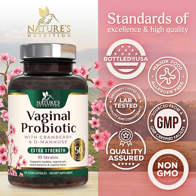 Probiotics 50 Billion CFU per Serving - 10 Strains & Prebiotics - Supports Women's pH Balance, Digestive, UT & Feminine Health - SVag Women Health Supplements - Shelf Stable Bottled USA - 120 Capsules