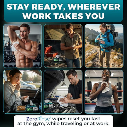 After Gym Body Wipes for Men (4pk) - 200 XL No Rinse Shower Wipes + 16 Travel Bath Sheets 10 x 11.5" - Mens Deodorant Disposable Washcloths for Bathing, Camping Essentials, Survival Gear and Supplies