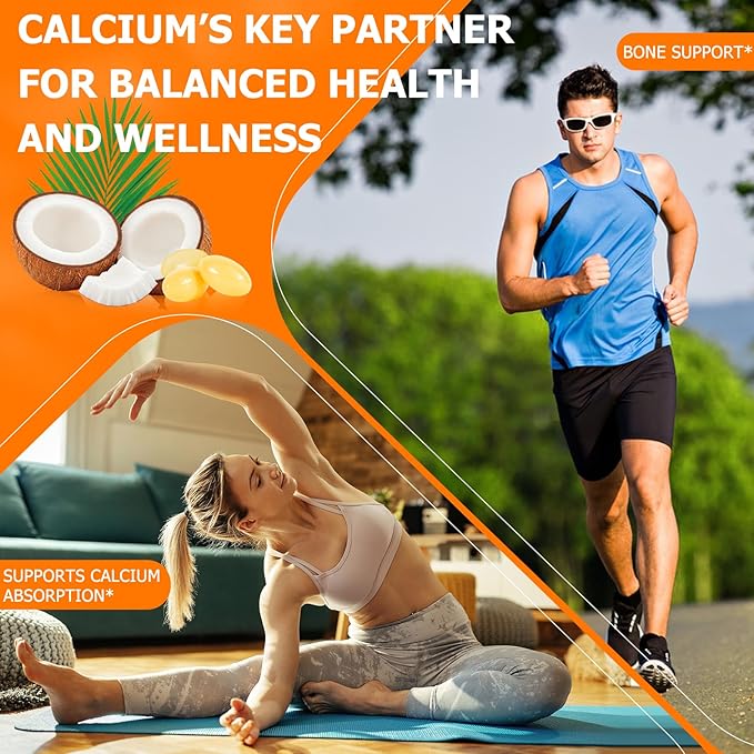 Vitamin D3 K2 with Coconut Oil - Vegan Vitamin D3 & Mk7 Vitamin K2for Bone & Immune Support - Non-GMO, Soy Free - 120 Softgels