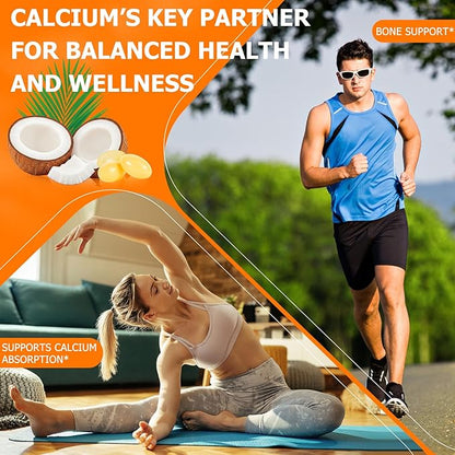 Vitamin D3 K2 with Coconut Oil - Vegan Vitamin D3 & Mk7 Vitamin K2for Bone & Immune Support - Non-GMO, Soy Free - 120 Softgels