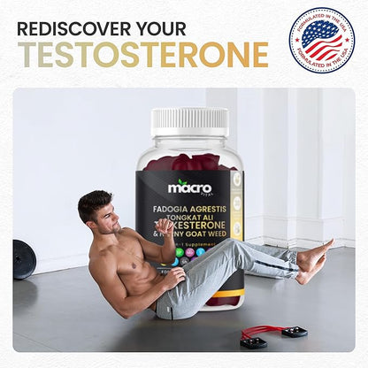 Testosterone Booster Supplement for Men Gummies [Fast-Max Absorption],10x Strength Masculinity Boost, Turkesterone, Tongkat Ali, Horny Goat Weed, Maca Root, Tribulus,Testo Gummies 60Ct