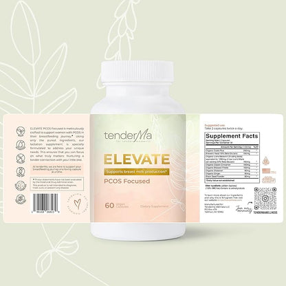 Lactation Supplement PCOS Focused Lactation Support with Orgainc Goat’s Rue, Lion’s Mane, Shatavari & Ceylon Cinnamon, Vegan, Non-GMO, Breastfeeding Supplements, 60 Capsules Elevate