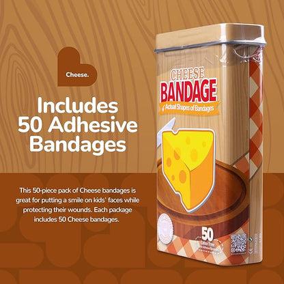 BioSwiss Bandages, Cheese Shaped Self Adhesive Bandage Set, Latex Free, Sterile Wound Care, 50 Count
