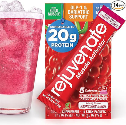 Rejuvenate, Perfect Amino Acid Blend, 1 Stick = 20g Whey Protein, 5 Calories, Vegan Friendly EAA + BCAA for Muscle Growth, Strength & Energy, GLP-1 & Bariatric Support, No Bloat, No Sugar