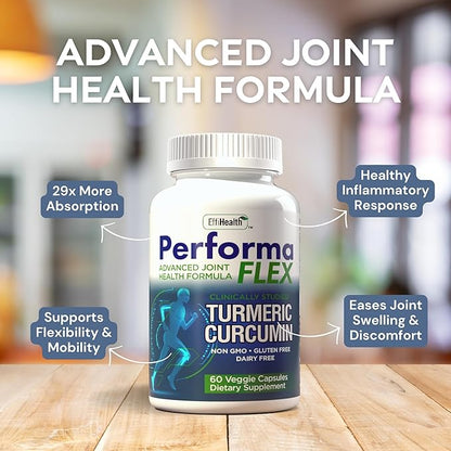 Joint Support Supplement with Meriva, Turmeric Curcumin, Tart Cherry & Ginger – Ultra High Absorption – Support for Joint Mobility, Joint & Cartilage Health – 60 Capsules