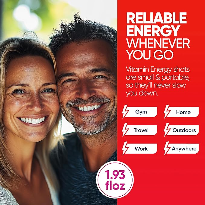 Vitamin Energy Burner+ Extra Strength Energy Shot Pomegranate Açaí 24 Pack, 260mg Natural Caffeine, 25mg Ketones, Green Tea, EGCG, Metabolism, Endurance, Zero Sugar, Gluten-Free, Vegan, 1.93 fl oz