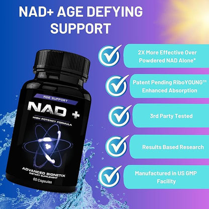 NAD Supplement with Nicotinamide Riboside Plus Resveratrol, Quercetin, Betaine w/RiboYOUNG™ for True Anti Aging