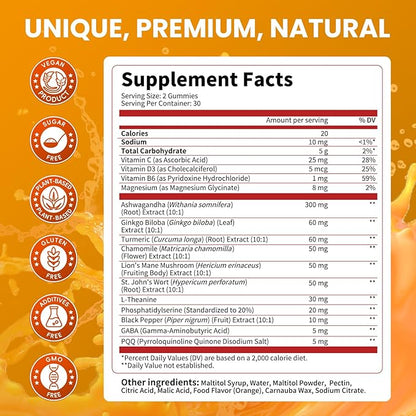 Lukaree Cortisol Supplements for Women & Men, 15 in 1 Cortisol Reducer Manager, Cortisol Calm Gummies with Ashwagandha, Magnesium, L-theanine, GABA - for Mood, Focus, Sleep - Vegan Sugar Free, 2 Pack