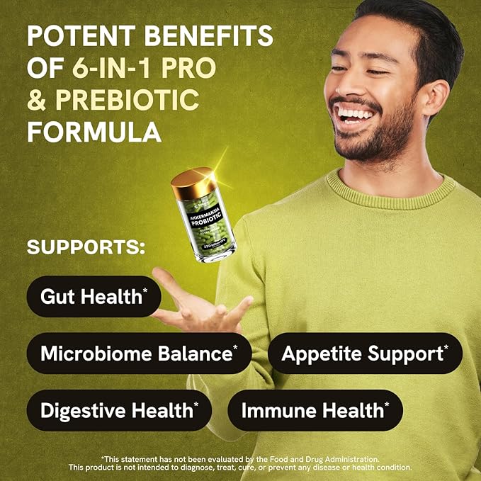 Akkermansia Muciniphila Probiotics 320 Billion CFU| Probiotic and Prebiotic | Akkermansia Probiotics for gut health | Inulin Prebiotic Fiber Capsules Astaxanthin & Berberine & Chromium 480 caps 4 pack