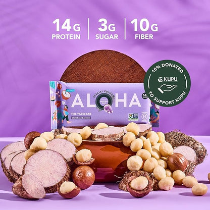 ALOHA Organic Plant Based Protein Bars | The Taro Bar - Special Edition | 6 Count, 1.98oz Bars | Vegan, Low Sugar, Gluten Free, Paleo, Low Carb, Non-GMO, Stevia Free, Soy Free, No Erythritol