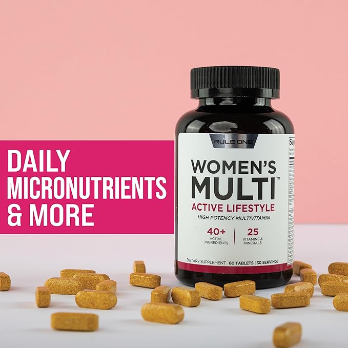 Rule 1 Proteins Women's Multi - Women's Daily Vitamins, Essential Minerals, Superfoods, and Botanical Extracts for Active Lifestyles and Wellness Support (60 Tablets, 30 Day Supply)