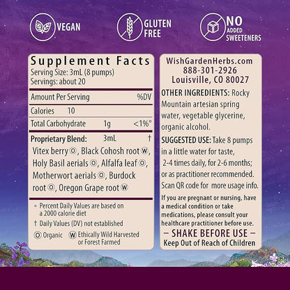 WishGarden Herbs Cycle Vitality I Follicular Phase - Plant-Based Herbal Supplement w/Vitex & Black Cohosh, Supports Optimal Estrogen Levels & Encourages Healthy Menstrual Cycles & Liver Function, 4oz