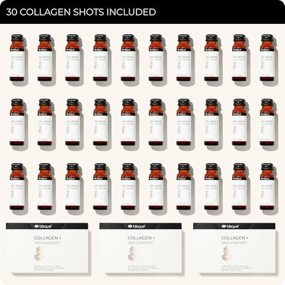 Blisque - Liquid Collagen Tri-Peptide Complex | with Biotin and Hyaluronic Acid | for Hair, Skin, and Nails | 30 Bottles | 30-Day Supply