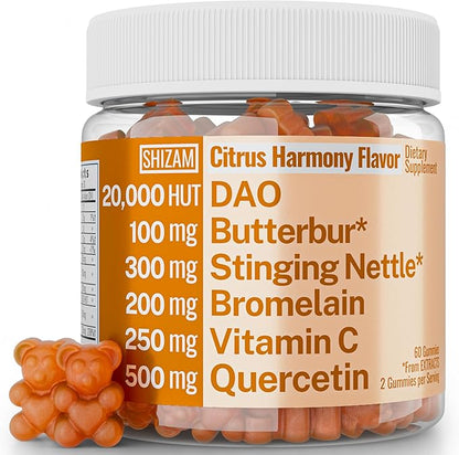 SHIZAM DAO Bromelain Enzyme Gummies with Butterbur Quercetin Stinging Nettle Root Extract, DAO Diamine Oxidase Enzyme, Powder Tincture Tablet Tea Alt Supplement, Leaf 500mg