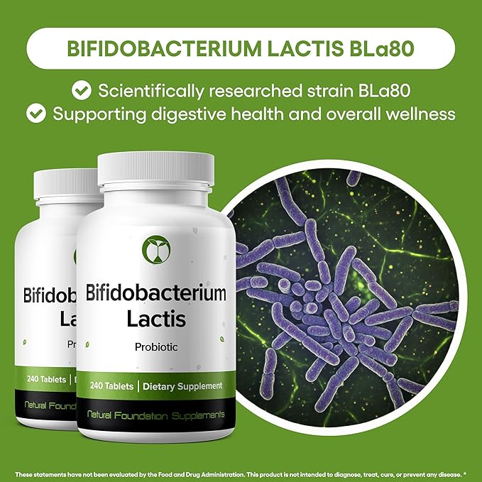 Bifidobacterium Lactis Probiotic Supplement 240 Tablets 3 Billion CFU Probiotics for Men & Women Supports Intestinal Digestive & Gut Health (240, Bifidobacterium Lactis)