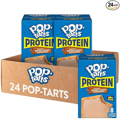 Pop-Tarts Protein Toaster Pastries, 10g Protein, Boostin' Brown Sugar Cinnamon (24 Pop-Tarts)