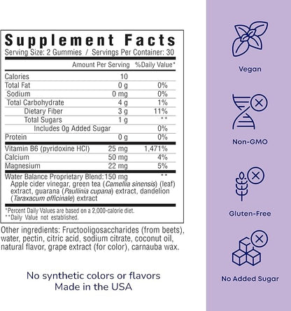 her own Debloat Gummy, Bloating and Gas Relief, Helps Reduce Water Retention, Supports Energy, with Apple Cider Vinegar and Dandelion, Gluten and Soy Free, Vegan, 60 Gummies, 60 Servings