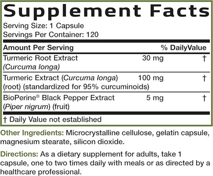 Bronson Turmeric Curcumin with BioPerine - High Potency Premium Joint Support with 95% Standardized Curcuminoids - Non-GMO Capsules with Black Pepper - 120 Count