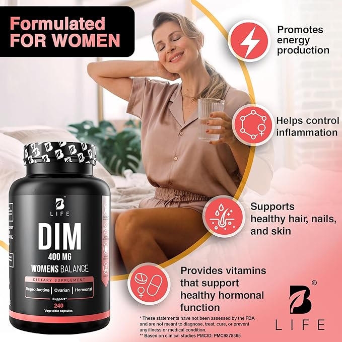 DIM Supplement 400 mg with Myo & D-Chiro Inositol, Dong Quai – Hormone Balance for Women – Fertility Supplements – Inositol Supplement - 240 Caps
