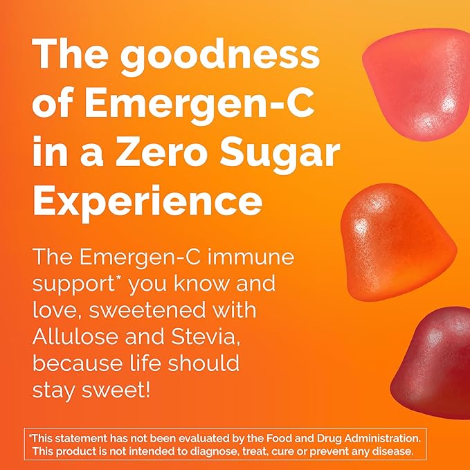 Emergen-C Zero Sugar Immune Support Kidz Gummies, 36 Count (Pack of 2)