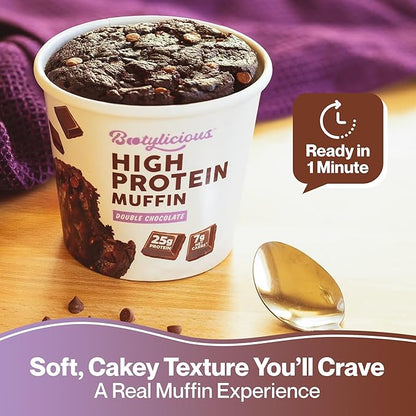 Bootylicious | 25g Protein Muffin | Best Sellers | Low Carb, 16g-18g Fiber, Low Glycimic Index, Low Sugar, 2.32-2.75oz Cup, 12-Pack