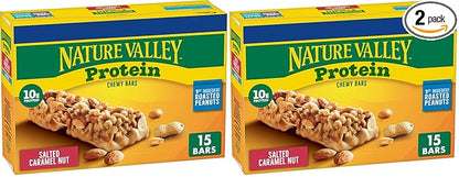 Nature Valley Protein Chewy Snack Bars, Salted Caramel Nut, 15 Bars, 21.3 oz (Pack of 2)
