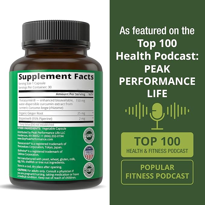 Theracurmin Up to 42X Greater Absorption vs Standard Curcumin - High Bioavailable Turmeric Curcumin Capsule Supplement - Clinically Studied, Supports Muscle Recovery, Joints, Mobility for Women, Men