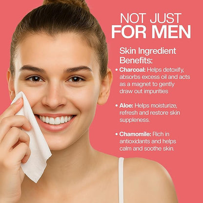 The Nobleman Face + Body Cleansing Wipes: Refreshing - with Aloe & Eucalyptus - 120 TOTAL WIPES (30ct x 4) - Travel-Friendly, Skin-Nourishing, All-in-One Wipes for Men & Women