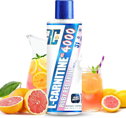 Ronnie Coleman Signature Series L Carnitine XS 4000 Liquid, Stimulant Free, Sugar Free, Zero Carbs, Lean Muscle Strength Support for Men & Women, 16 Oz (16 oz, Ruby Red Fruit (4000))
