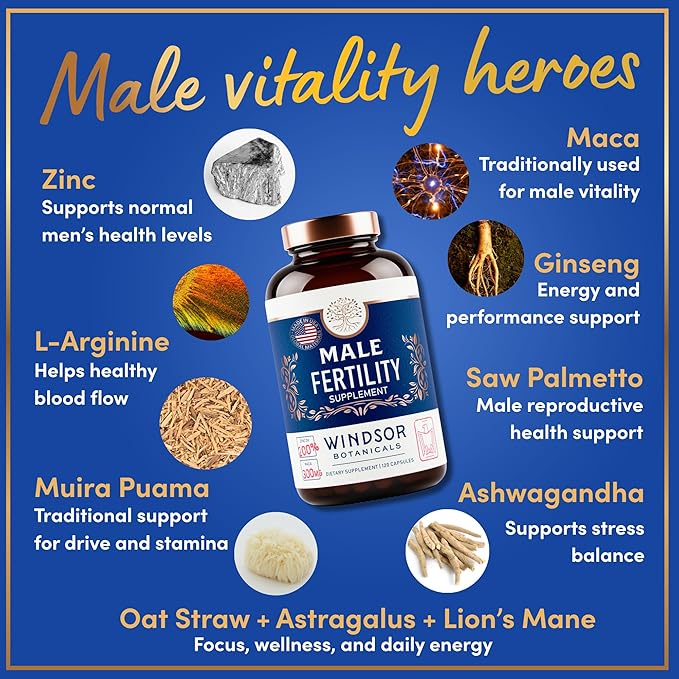 Fertility Supplements for Men Prenatal Vitamins - Zinc, Maca, Ashwagandha, L Arginine Plus Natural Extracts - Conception for Him Male Fertility Support Supplement - 4-Month Supply, 240 Pills