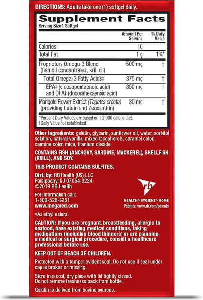 MegaRed Omega-3 Blend Total Body + Refresh 500mg Softgels, (65 Count in a Bottle), Easily Absorbed Krill Oil, to Support Your Heart, Joints, Brain & Eyes