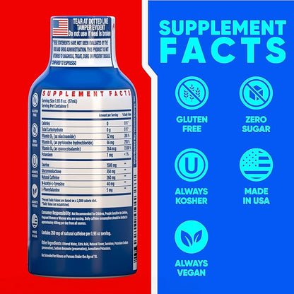 Vitamin Energy B12 11,000% Extra Strength Energy Shot Açaí Pomegranate 24 Pack, 260mg Natural Caffeine, B12 & B6, Nootropic Focus, Vitality, Zero Sugar, Gluten-Free, Vegan, Kosher, 1.93 fl oz