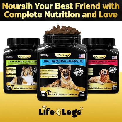 Soft Chews Hip and Joint Supplement for Dogs - Dog Joint Pain Relief Treats - Glucosamine, Chondroitin, Turmeric- Mobility Supplement