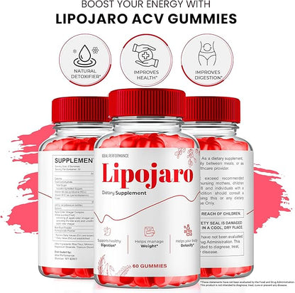 LipoJaro Keto ACV Gummies, LipoJaro ACV Supplement Gummies - Maximum Strength, LipoJaroKeto+ ACV Gummys, All Natural Support Formula Keto+ACV Advanced Formula, Lipo Jaro Reviews (2 Pack)
