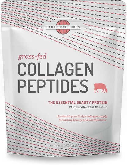 EARTHTONE Collagen Peptides Powder | Paleo-Friendly Hydrolyzed Grass-Fed Non-GMO Protein, 16 oz