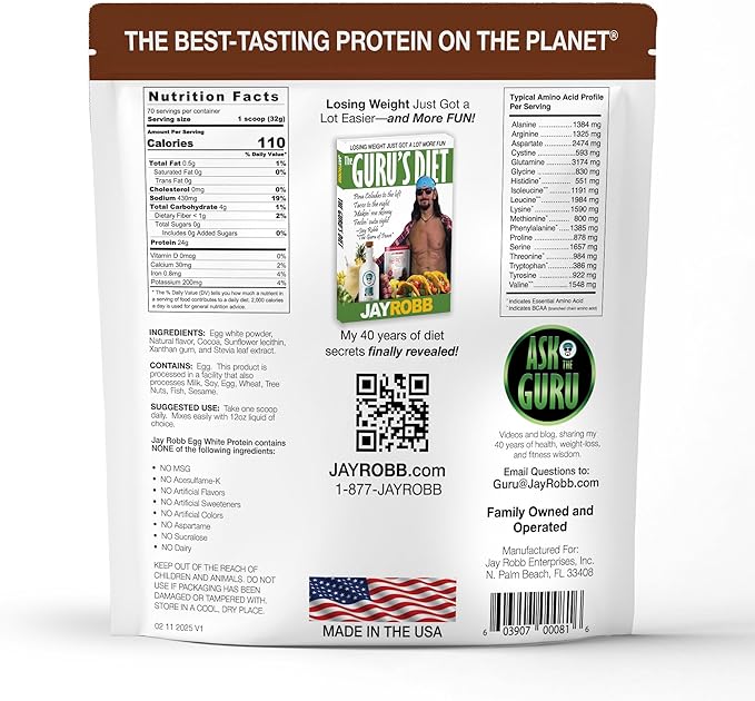 JAYROBB Chocolate Egg White Protein 80 oz, 5 Pound Bag (Pack of 2)